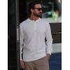 COOFANDY Mens Henley Sweater Long Sleeve Quarter Button Sweaters Casual Knit Pullover Sweater(White)
