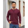 COOFANDY Mens Henley Sweater Long Sleeve Quarter Button Sweaters Casual Knit Pullover Sweater(Wine Red)