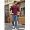 COOFANDY Mens Henley Sweater Long Sleeve Quarter Button Sweaters Casual Knit Pullover Sweater(Wine Red)