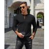 COOFANDY Men’s Henley T-Shirts Long Sleeve Pullover Shirt Casual Heavyweight Button Shirts Basic Tees(Black & Khaki)
