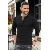 COOFANDY Men’s Henley T-Shirts Long Sleeve Pullover Shirt Casual Heavyweight Button Shirts Basic Tees(Black & Khaki)