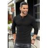 COOFANDY Men’s Henley T-Shirts Long Sleeve Pullover Shirt Casual Heavyweight Button Shirts Basic Tees(Black)
