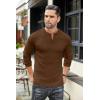 COOFANDY Men’s Henley T-Shirts Long Sleeve Pullover Shirt Casual Heavyweight Button Shirts Basic Tees(Brown)