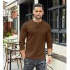 COOFANDY Men’s Henley T-Shirts Long Sleeve Pullover Shirt Casual Heavyweight Button Shirts Basic Tees(Brown)