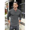 COOFANDY Men’s Henley T-Shirts Long Sleeve Pullover Shirt Casual Heavyweight Button Shirts Basic Tees(Dark Grey)
