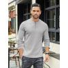 COOFANDY Men’s Henley T-Shirts Long Sleeve Pullover Shirt Casual Heavyweight Button Shirts Basic Tees(Grey)