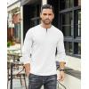 COOFANDY Men’s Henley T-Shirts Long Sleeve Pullover Shirt Casual Heavyweight Button Shirts Basic Tees(White)
