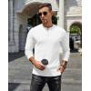 COOFANDY Men’s Henley T-Shirts Long Sleeve Pullover Shirt Casual Heavyweight Button Shirts Basic Tees(White)