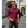COOFANDY Men’s Henley T-Shirts Long Sleeve Pullover Shirt Casual Heavyweight Button Shirts Basic Tees(Wine Red)