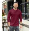 COOFANDY Men’s Henley T-Shirts Long Sleeve Pullover Shirt Casual Heavyweight Button Shirts Basic Tees(Wine Red)