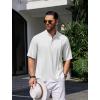 COOFANDY Men’s Henley T-Shirts Short Sleeve Casual Button Henley Shirts Band Collar Tee Summer Beach Hippie Shirts(All White)