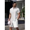 COOFANDY Men’s Henley T-Shirts Short Sleeve Casual Button Henley Shirts Band Collar Tee Summer Beach Hippie Shirts(All White)
