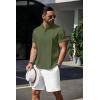 COOFANDY Men’s Henley T-Shirts Short Sleeve Casual Button Henley Shirts Band Collar Tee Summer Beach Hippie Shirts(Army Green)