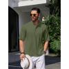 COOFANDY Men’s Henley T-Shirts Short Sleeve Casual Button Henley Shirts Band Collar Tee Summer Beach Hippie Shirts(Army Green)