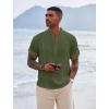 COOFANDY Men’s Henley T-Shirts Short Sleeve Casual Button Henley Shirts Band Collar Tee Summer Beach Hippie Shirts(Army Green)