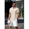 COOFANDY Men’s Henley T-Shirts Short Sleeve Casual Button Henley Shirts Band Collar Tee Summer Beach Hippie Shirts(Beige)