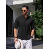 COOFANDY Men’s Henley T-Shirts Short Sleeve Casual Button Henley Shirts Band Collar Tee Summer Beach Hippie Shirts(Black)