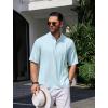 COOFANDY Men’s Henley T-Shirts Short Sleeve Casual Button Henley Shirts Band Collar Tee Summer Beach Hippie Shirts(Blue)
