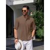 COOFANDY Men’s Henley T-Shirts Short Sleeve Casual Button Henley Shirts Band Collar Tee Summer Beach Hippie Shirts(Brown)
