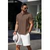 COOFANDY Men’s Henley T-Shirts Short Sleeve Casual Button Henley Shirts Band Collar Tee Summer Beach Hippie Shirts(Brown)