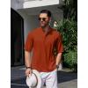 COOFANDY Men’s Henley T-Shirts Short Sleeve Casual Button Henley Shirts Band Collar Tee Summer Beach Hippie Shirts(Caramel)