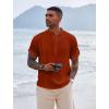 COOFANDY Men’s Henley T-Shirts Short Sleeve Casual Button Henley Shirts Band Collar Tee Summer Beach Hippie Shirts(Caramel)