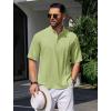 COOFANDY Men’s Henley T-Shirts Short Sleeve Casual Button Henley Shirts Band Collar Tee Summer Beach Hippie Shirts(Green)
