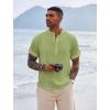COOFANDY Men’s Henley T-Shirts Short Sleeve Casual Button Henley Shirts Band Collar Tee Summer Beach Hippie Shirts(Green)