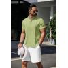 COOFANDY Men’s Henley T-Shirts Short Sleeve Casual Button Henley Shirts Band Collar Tee Summer Beach Hippie Shirts(Green)