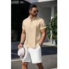 COOFANDY Men’s Henley T-Shirts Short Sleeve Casual Button Henley Shirts Band Collar Tee Summer Beach Hippie Shirts(Khaki)