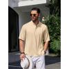 COOFANDY Men’s Henley T-Shirts Short Sleeve Casual Button Henley Shirts Band Collar Tee Summer Beach Hippie Shirts(Khaki)
