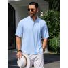 COOFANDY Men’s Henley T-Shirts Short Sleeve Casual Button Henley Shirts Band Collar Tee Summer Beach Hippie Shirts(Light Blue)
