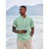 COOFANDY Men’s Henley T-Shirts Short Sleeve Casual Button Henley Shirts Band Collar Tee Summer Beach Hippie Shirts(Light Green)