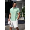 COOFANDY Men’s Henley T-Shirts Short Sleeve Casual Button Henley Shirts Band Collar Tee Summer Beach Hippie Shirts(Light Green)