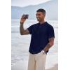 COOFANDY Men’s Henley T-Shirts Short Sleeve Casual Button Henley Shirts Band Collar Tee Summer Beach Hippie Shirts(Navy Blue)