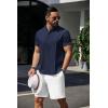 COOFANDY Men’s Henley T-Shirts Short Sleeve Casual Button Henley Shirts Band Collar Tee Summer Beach Hippie Shirts(Navy Blue)