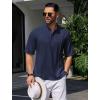 COOFANDY Men’s Henley T-Shirts Short Sleeve Casual Button Henley Shirts Band Collar Tee Summer Beach Hippie Shirts(Navy Blue)