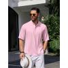 COOFANDY Men’s Henley T-Shirts Short Sleeve Casual Button Henley Shirts Band Collar Tee Summer Beach Hippie Shirts(Pink)