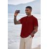 COOFANDY Men’s Henley T-Shirts Short Sleeve Casual Button Henley Shirts Band Collar Tee Summer Beach Hippie Shirts(Wine Red)