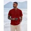 COOFANDY Men’s Henley T-Shirts Short Sleeve Casual Button Henley Shirts Band Collar Tee Summer Beach Hippie Shirts(Wine Red)