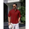 COOFANDY Men’s Henley T-Shirts Short Sleeve Casual Button Henley Shirts Band Collar Tee Summer Beach Hippie Shirts(Wine Red)