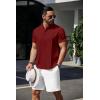 COOFANDY Men’s Henley T-Shirts Short Sleeve Casual Button Henley Shirts Band Collar Tee Summer Beach Hippie Shirts(Wine Red)