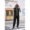 COOFANDY Mens Jumpsuit Onesie Rompers Drawstring Hooded Full Zip One Piece Tracksuit with Pockets(Black / Grey)