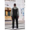 COOFANDY Mens Jumpsuit Onesie Rompers Drawstring Hooded Full Zip One Piece Tracksuit with Pockets(Black / Grey)