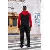 COOFANDY Mens Jumpsuit Onesie Rompers Drawstring Hooded Full Zip One Piece Tracksuit with Pockets(Black / Red)