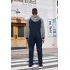 COOFANDY Mens Jumpsuit Onesie Rompers Drawstring Hooded Full Zip One Piece Tracksuit with Pockets(Navy Blue / Grey)