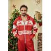 COOFANDY Mens Jumpsuit Onesie Rompers Drawstring Hooded Full Zip One Piece Tracksuit with Pockets(Red Elk)