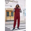 COOFANDY Mens Jumpsuit Onesie Rompers Drawstring Hooded Full Zip One Piece Tracksuit with Pockets(Wine Red / Grey)