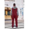 COOFANDY Mens Jumpsuit Onesie Rompers Drawstring Hooded Full Zip One Piece Tracksuit with Pockets(Wine Red / Grey)