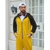 COOFANDY Mens Jumpsuit Onesie Rompers Drawstring Hooded Full Zip One Piece Tracksuit with Pockets(Yellow)
